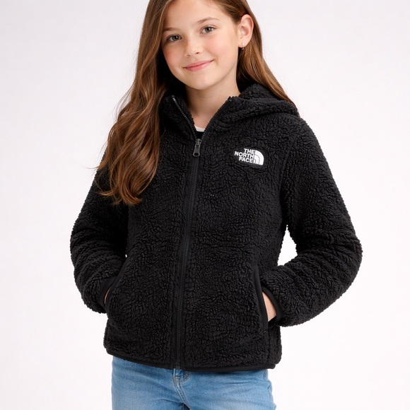 NORTH FACE Girl's Black Fleece Zip Jacket M - Picture 10 of 10